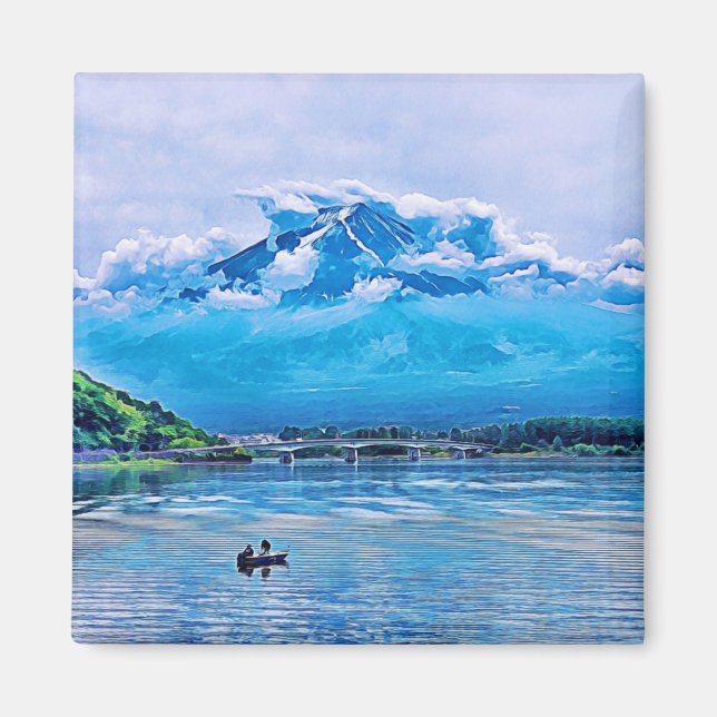 Peaceful Watercolor Japanese Art Design Magnet (Front)