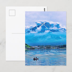 Peaceful Watercolor Japanese Art Design  Postcard