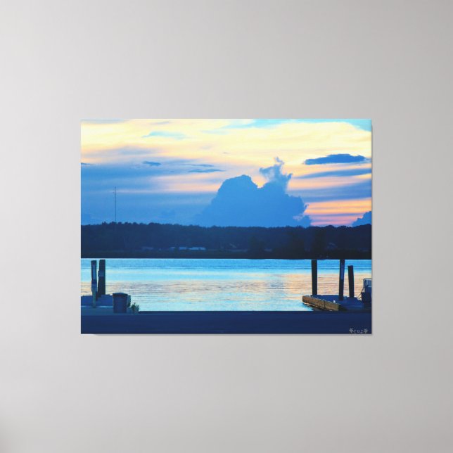 Peaceful Waterfront Sunset Canvas Print (Front)