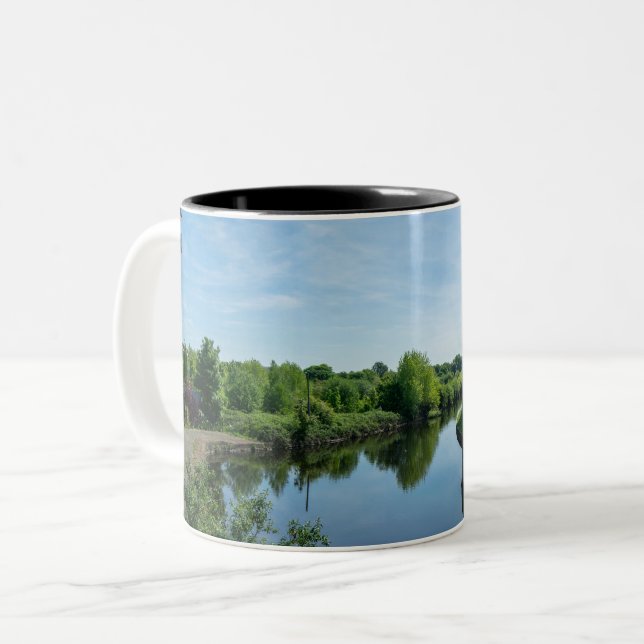 Peaceful Waterside at Wakefield Waterfront Two-Tone Coffee Mug (Front Left)