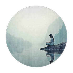 Peaceful Waterside Meditation Design Cutting Board