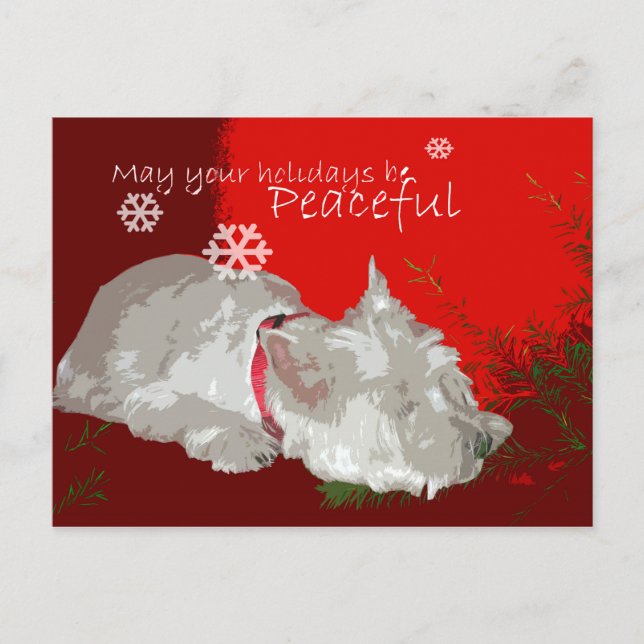 PEACEFUL WESTIE HOLIDAYS HOLIDAY POSTCARD (Front)