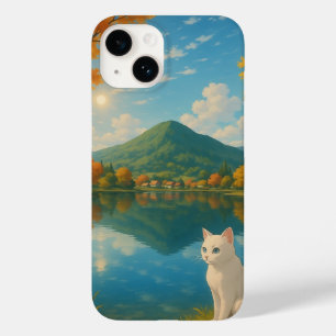 Peaceful White Cat by the Lake – Nature-Inspired  Case-Mate iPhone 14 Case