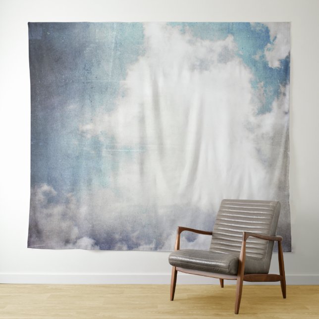 Peaceful White Clouds and Blue Sky Grunge Tapestry (In Situ (Horizontal))
