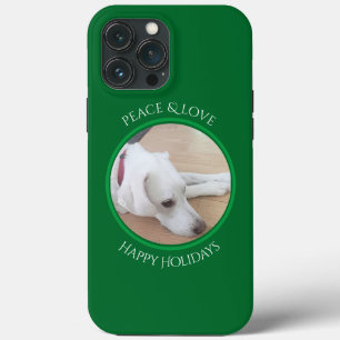 Peaceful White Dog Red Collar Christmas iPhone 13 Pro Max Case