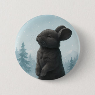 Peaceful Winter Bunny 6 Cm Round Badge