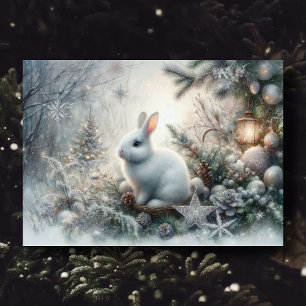 Peaceful Winter Bunny Scripture Verse Christmas Holiday Card