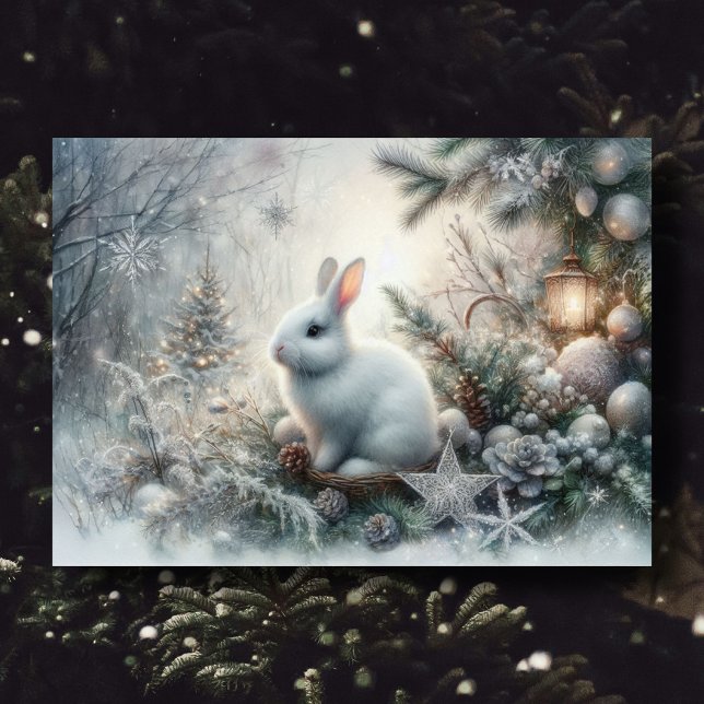 Peaceful Winter Bunny Scripture Verse Christmas Holiday Card (Creator Uploaded)