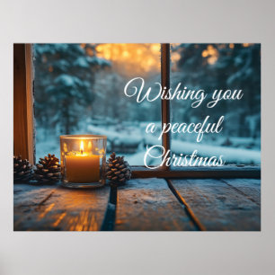 Peaceful winter Christmas decoration in the window