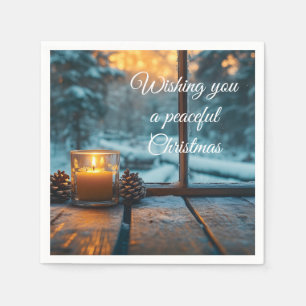 Peaceful winter Christmas decoration in the window Napkin