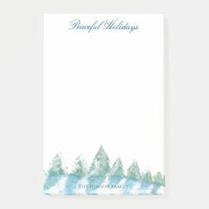 Peaceful Winter Forest Watercolor Christmas Post-it Notes