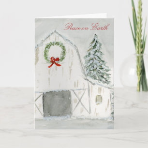 Peaceful Winter Holiday Barn Card