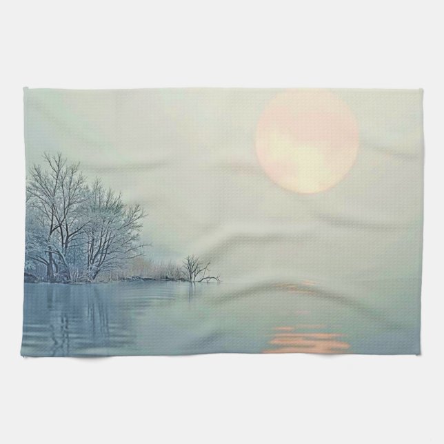 Peaceful Winter Morning Art Tea Towel (Horizontal)