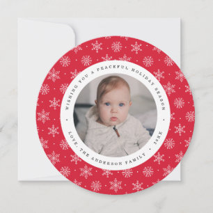 Peaceful Winter   Red Circle Holiday Photo Card