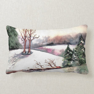 Peaceful Winter Scene Lumbar Pillow