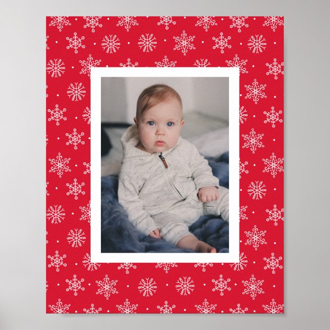 Peaceful Winter Snowflake | Red Poster (Front)