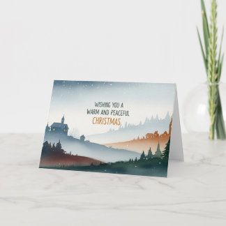 Peaceful Winter Village Christmas Card
