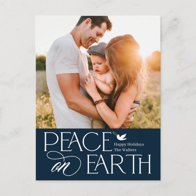 Peaceful Wish EDITABLE COLOR Holiday Postcard (Front)