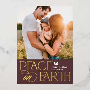 Peaceful Wish Foil Holiday Photo Card