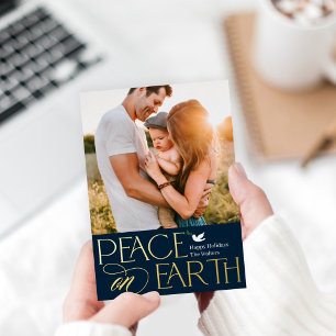 Peaceful Wish Foil Holiday Photo Card