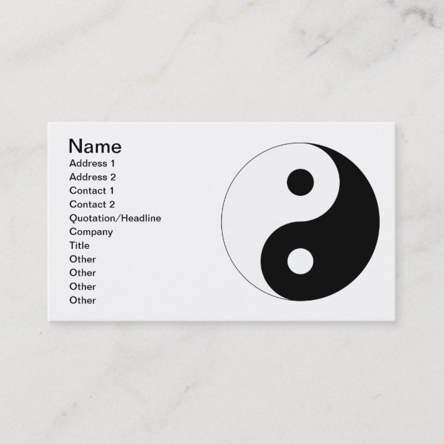 Peaceful Yin Yang Business Card (Front)