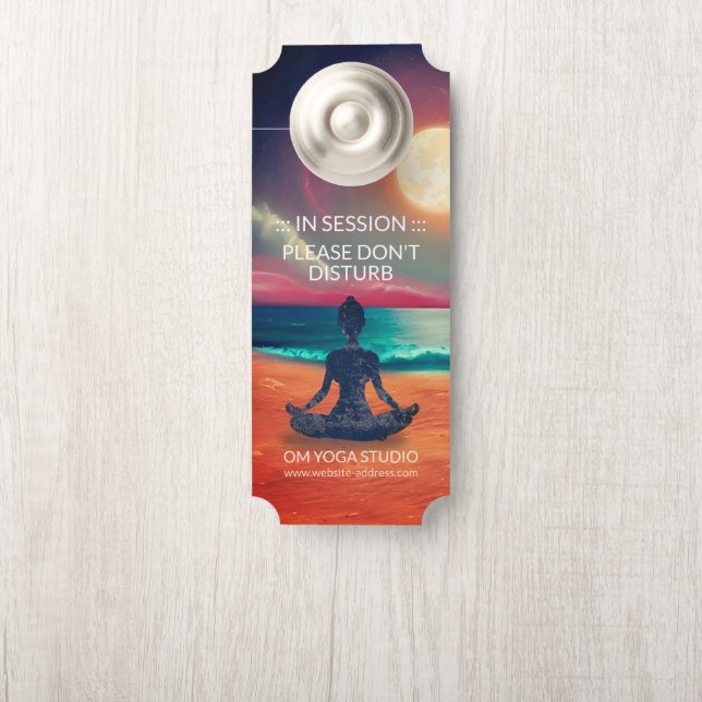 Peaceful Yoga Meditation Moonlight Sky Ocean Beach Door Hanger (On Knob)