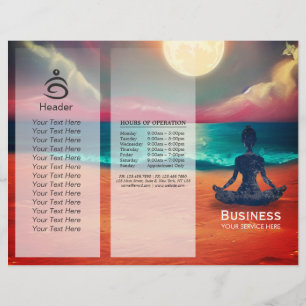 Peaceful Yoga Meditation Moonlight Sky Sea TriFold