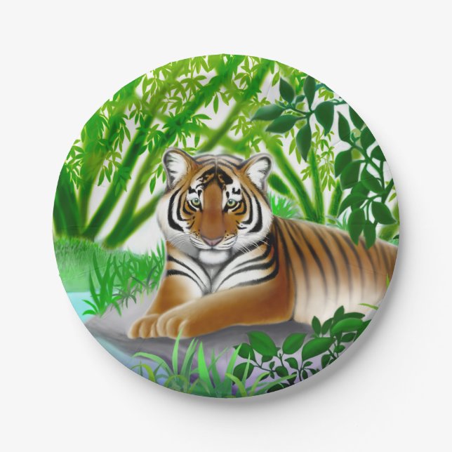 Peaceful Young Bengal Tiger Paper Plates (Front)