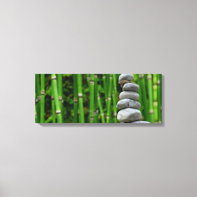 Peaceful Zen Rock Stack and Bamboo Canvas Print (Front)