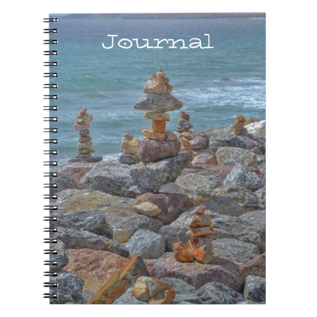 Peaceful Zen Style Balanced Rock Journal Notebook (Front)