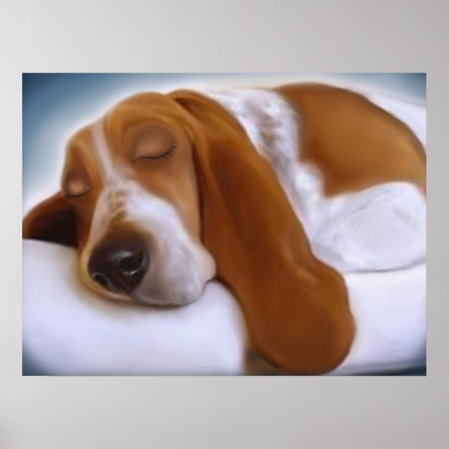 Peacefully Sleeping Basset Hound Dog Lover  Poster (Front)