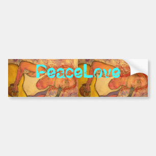 PeaceLove acoustic girl Bumper Sticker