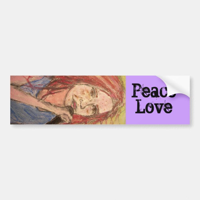 PeaceLove Rocker Girl Bumper Sticker (Front)
