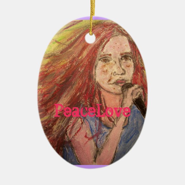 PeaceLove Rocker Girl Ceramic Tree Decoration (Front)