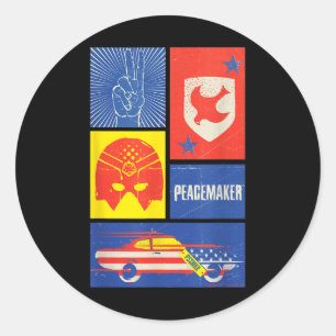 Peacemaker Sign, Shield, Helmet And Car  Classic Round Sticker