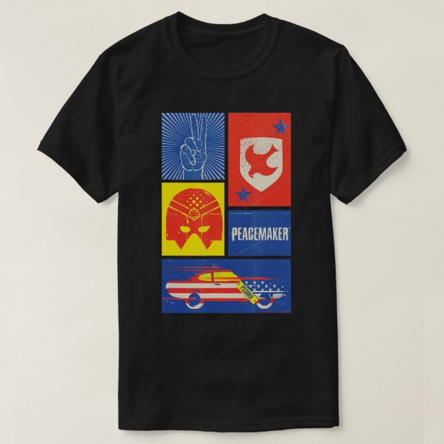 Peacemaker Sign, Shield, Helmet and Car T-Shirt (Design Front)