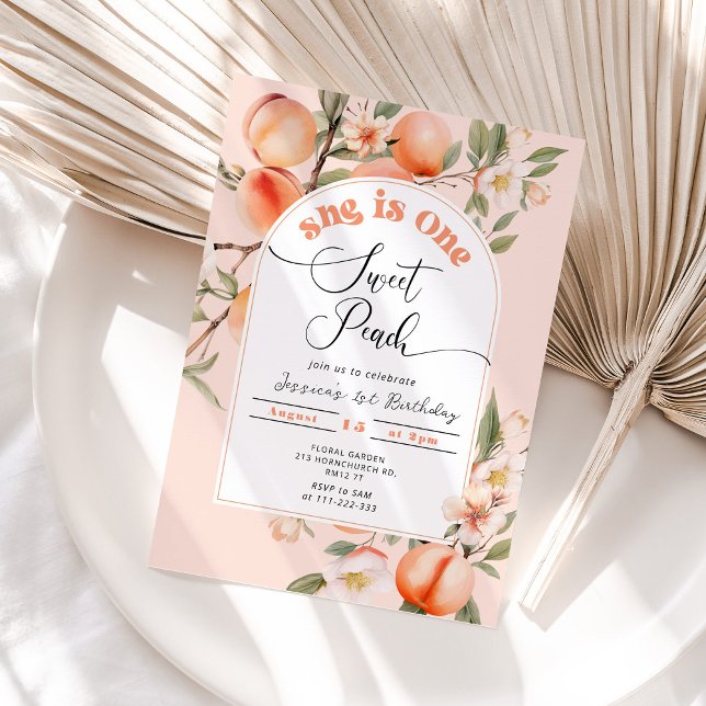Peach 1st birthday invite. One sweet peach Invitation (Creator Uploaded)