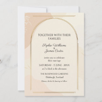 Peach Abstract Arch Gold Wedding Invitation