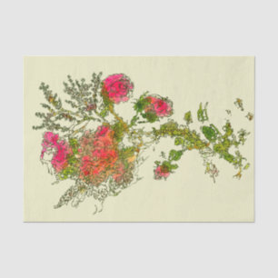 Peach Abstract Rose Floral Decoupage Tissue Paper