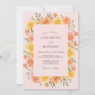Peach Airy Summer Wedding Invitation