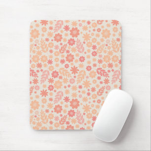 Peach Airy Wildflower Meadow Pattern Mouse Mat