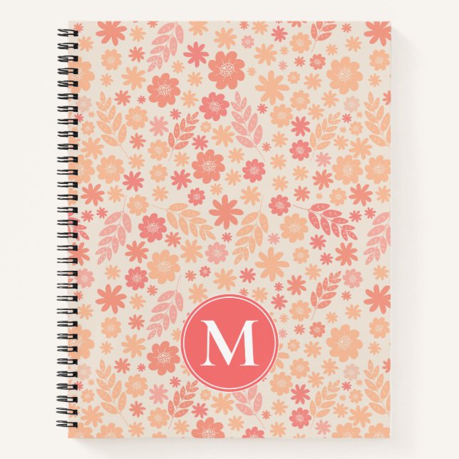 Peach Airy Wildflower Meadow Pattern Notebook (Front)