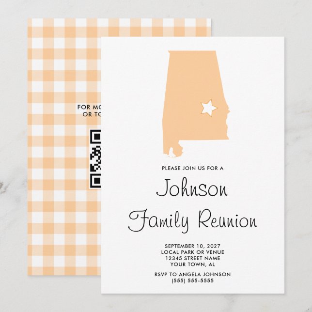 Peach Alabama Family Reunion Invitation (Front/Back)