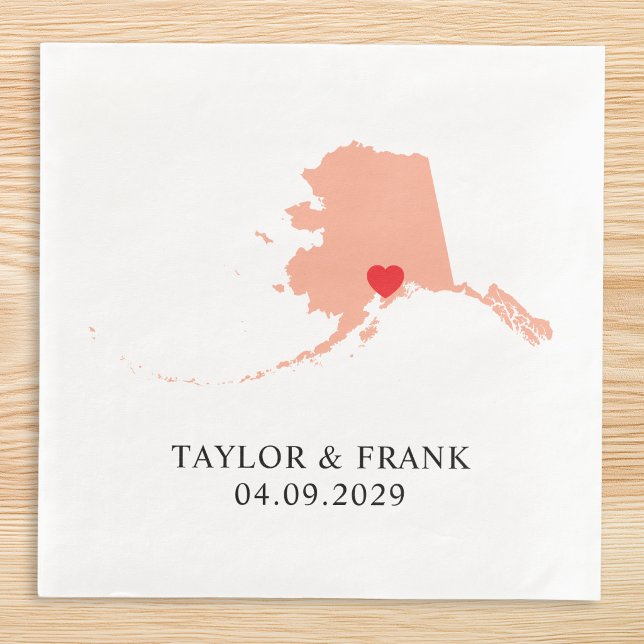 Peach Alaska Wedding Napkin (Peach Alaska Wedding Paper Dinner Napkins)