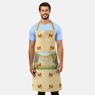 Peach All-Over Apron with Chickens & Bible Verse