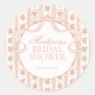 Peach and Beige Fancy Floral Bridal Shower Seal