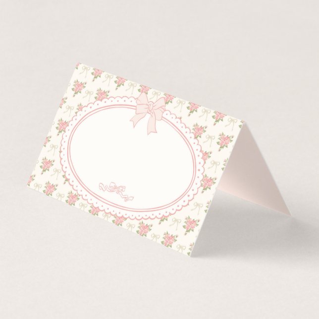 Peach and Beige Fancy Floral PlaceCard Table Decor (Front)
