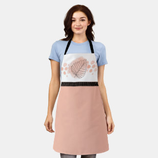 Peach and Black Abstract Leaf Apron