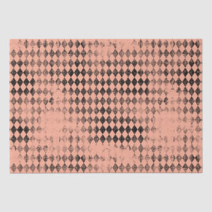Peach and Black Distressed Harlequin Tissue Paper