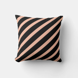 Peach and Black Striped Cushion
